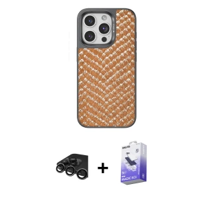 ieg™ iPhone 15 Pro Max Kılıf Vadi Özel Seri - Siyah Bilvis 5in1 5D Magic Hayalet Cam Ekran Koruyucu + Raze Metal Kamera Lens - TMGI