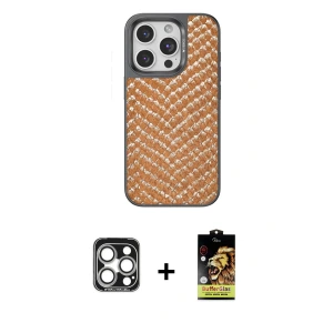 ieg™ iPhone 15 Pro Max Kılıf Vadi Özel Seri - Siyah Buffer Cam Ekran Koruyucu + PVD Metal Kamera Lens - GS