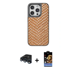 ieg™ iPhone 15 Pro Max Kılıf Vadi Özel Seri - Siyah Buffer Hayalet Cam Ekran Koruyucu + Raze Metal Kamera Lens - LT