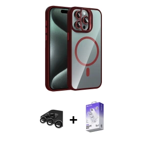 ieg™ iPhone 15 Pro Max Kılıf Yadigar Asil Koleksiyonu - Siyah Bilvis 5in1 3D Magic Cam Ekran Koruyucu + Raze Metal Kamera Lens - TMGI