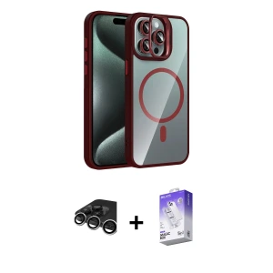 ieg™ iPhone 15 Pro Max Kılıf Yadigar Asil Koleksiyonu - Siyah Bilvis 5in1 3D Magic Cam Ekran Koruyucu + Raze Metal Kamera Lens - GS