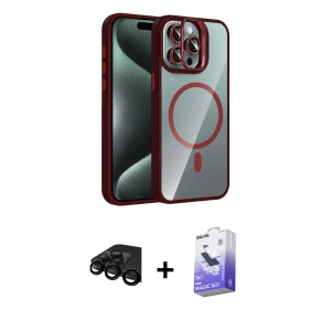 ieg™ iPhone 15 Pro Max Kılıf Yadigar Asil Koleksiyonu - Siyah Bilvis 5in1 5D Magic Hayalet Cam Ekran Koruyucu + Raze Metal Kamera Lens - SH