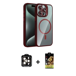 ieg™ iPhone 15 Pro Max Kılıf Yadigar Asil Koleksiyonu - Siyah Buffer Cam Ekran Koruyucu + PVD Metal Kamera Lens - TU