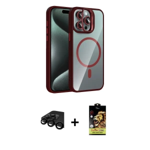 ieg™ iPhone 15 Pro Max Kılıf Yadigar Asil Koleksiyonu - Siyah Buffer Cam Ekran Koruyucu + Raze Metal Kamera Lens - SH
