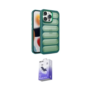 ieg™ iPhone 15 Pro Max Kılıf Yadigar Doku Özel Seri - Siyah Bilvis 5in1 5D Magic Hayalet Cam Ekran Koruyucu