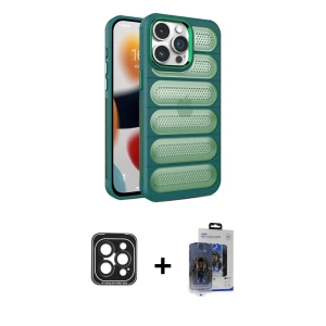 ieg™ iPhone 15 Pro Max Kılıf Yadigar Doku Özel Seri - Siyah Vanessa Magic Cam + PVD Metal Kamera Lens - SH