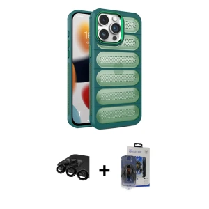 ieg™ iPhone 15 Pro Max Kılıf Yadigar Doku Özel Seri - Siyah Vanessa Magic Cam + Raze Metal Kamera Lens - SH