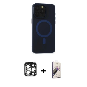 ieg™ iPhone 15 Pro Max Kılıf Yadigar Işık - Siyah Bilvis 3D Mat Cam Ekran Koruyucu + PVD Metal Kamera Lens - GS