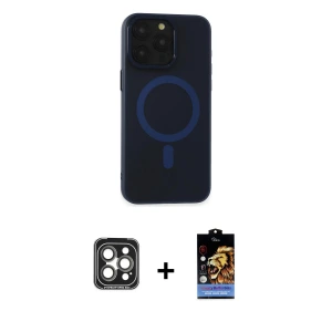 ieg™ iPhone 15 Pro Max Kılıf Yadigar Işık - Siyah Buffer Hayalet Cam Ekran Koruyucu + PVD Metal Kamera Lens - GI