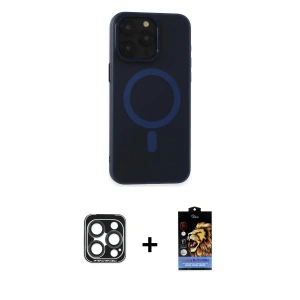 ieg™ iPhone 15 Pro Max Kılıf Yadigar Işık - Siyah Buffer Hayalet Cam Ekran Koruyucu + PVD Metal Kamera Lens - LT