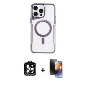 ieg™ iPhone 15 Pro Max Kılıf Yadigar Klasik Özel Seri - Siyah 3D Antistatik Mat Seramik Nano Ekran Koruyucu + PVD Metal Kamera Lens - TU