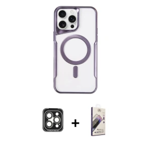 ieg™ iPhone 15 Pro Max Kılıf Yadigar Klasik Özel Seri - Siyah Bilvis 3D Mat Cam Ekran Koruyucu + PVD Metal Kamera Lens - GI