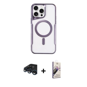 ieg™ iPhone 15 Pro Max Kılıf Yadigar Klasik Özel Seri - Siyah Bilvis 3D Mat Cam Ekran Koruyucu + Raze Metal Kamera Lens - LT