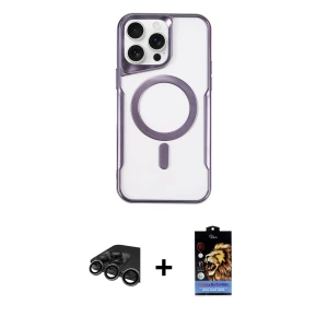 ieg™ iPhone 15 Pro Max Kılıf Yadigar Klasik Özel Seri - Siyah Buffer Hayalet Cam Ekran Koruyucu + Raze Metal Kamera Lens - TMGI