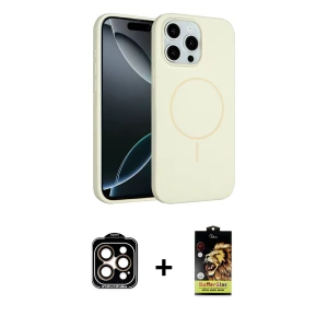 ieg™ iPhone 15 Pro Max Kılıf Yankı Form Serisi - Siyah Buffer Cam Ekran Koruyucu + PVD Metal Kamera Lens - TU