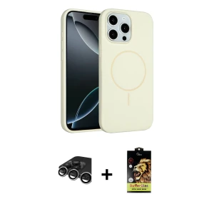ieg™ iPhone 15 Pro Max Kılıf Yankı Form Serisi - Siyah Buffer Cam Ekran Koruyucu + Raze Metal Kamera Lens - GS
