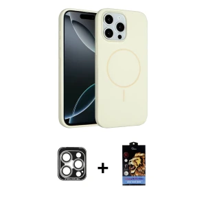 ieg™ iPhone 15 Pro Max Kılıf Yankı Form Serisi - Siyah Buffer Hayalet Cam Ekran Koruyucu + PVD Metal Kamera Lens - GS