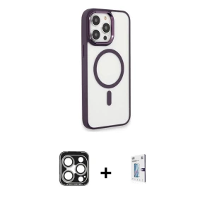 ieg™ iPhone 15 Pro Max Kılıf Yankı Işık Özel Seri - Siyah Bilvis 0.18mm Plus Cam Ekran Koruyucu + PVD Metal Kamera Lens - GS