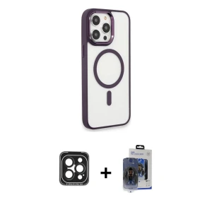 ieg™ iPhone 15 Pro Max Kılıf Yankı Işık Özel Seri - Siyah Vanessa Magic Cam + PVD Metal Kamera Lens - SH