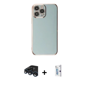 ieg™ iPhone 15 Pro Max Kılıf Yankı Serisi - Siyah Bilvis 0.18mm Plus Cam Ekran Koruyucu + Raze Metal Kamera Lens - LT