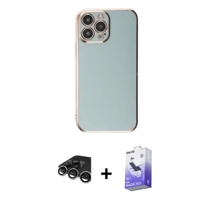 ieg™ iPhone 15 Pro Max Kılıf Yankı Serisi - Siyah Bilvis 5in1 5D Magic Hayalet Cam Ekran Koruyucu + Raze Metal Kamera Lens - GS