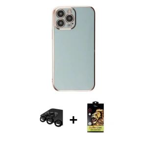 ieg™ iPhone 15 Pro Max Kılıf Yankı Serisi - Siyah Buffer Cam Ekran Koruyucu + Raze Metal Kamera Lens - SH