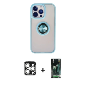 ieg™ iPhone 15 Pro Max Kılıf Yörünge Çizgi - Siyah 360 Mat Full Body Arka Koruyucu + PVD Metal Kamera Lens - GS
