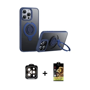 ieg™ iPhone 15 Pro Max Kılıf Zirve Çizgi Prime - Siyah Buffer Cam Ekran Koruyucu + PVD Metal Kamera Lens - TU