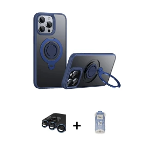 ieg™ iPhone 15 Pro Max Kılıf Zirve Çizgi Prime - Siyah Joko Magic 5D Cam + Raze Metal Kamera Lens - LT