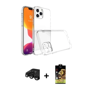 ieg™ iPhone 15 Pro Max Kılıf Zirve Doku - Siyah Buffer Cam Ekran Koruyucu + Raze Metal Kamera Lens - SH