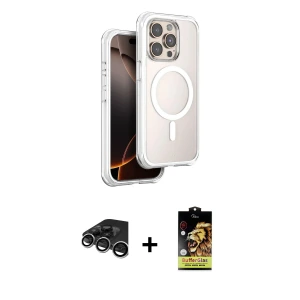 ieg™ iPhone 15 Pro Max Kılıf Zirve Klasik Prime - Siyah Buffer Cam Ekran Koruyucu + Raze Metal Kamera Lens - GS