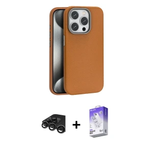 ieg™ iPhone 15 Pro Max Kılıf Zirve Modern Prime - Siyah Bilvis 5in1 3D Magic Cam Ekran Koruyucu + Raze Metal Kamera Lens - TMGI
