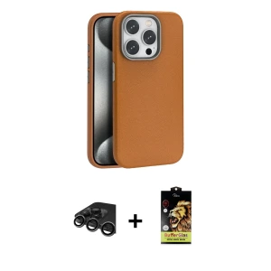 ieg™ iPhone 15 Pro Max Kılıf Zirve Modern Prime - Siyah Buffer Cam Ekran Koruyucu + Raze Metal Kamera Lens - TMGI