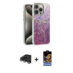 ieg™ iPhone 15 Pro Max Kılıf Zirve Modern Prime - Siyah Buffer Hayalet Cam Ekran Koruyucu + Raze Metal Kamera Lens - TMGI