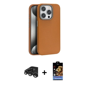 ieg™ iPhone 15 Pro Max Kılıf Zirve Modern Prime - Siyah Buffer Hayalet Cam Ekran Koruyucu + Raze Metal Kamera Lens - TMGI