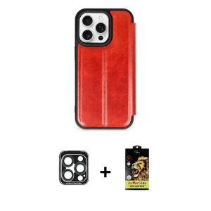 ieg™ iPhone 15 Pro Max Kılıf Zirve Yansıma Serisi - Siyah Buffer Cam Ekran Koruyucu + PVD Metal Kamera Lens - LT