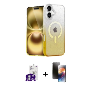 ieg™ iPhone 16 Kılıf Eksen Minimal Özel Seri - Siyah 3D Antistatik Mat Seramik Nano Ekran Koruyucu + Bilvis Titan Kamera Lens - GS