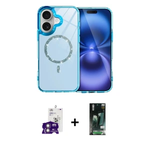 ieg™ iPhone 16 Kılıf Kıvılcım Form Prime - Siyah 360 Mat Full Body Arka Koruyucu + Bilvis Titan Kamera Lens - PE
