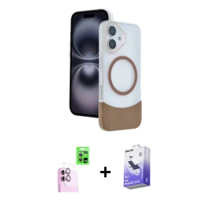 ieg™ iPhone 16 Kılıf Kozmos Form Özel Seri - Siyah Bilvis 5in1 5D Magic Hayalet Cam Ekran Koruyucu + Raze Metal Kamera Lens - PE