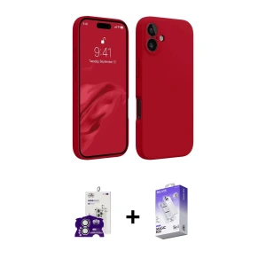 ieg™ iPhone 16 Kılıf Kozmos Yansıma Özel Seri - Siyah Bilvis 5in1 3D Magic Cam Ekran Koruyucu + Bilvis Titan Kamera Lens - GS