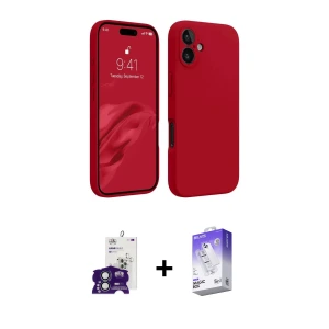 ieg™ iPhone 16 Kılıf Kozmos Yansıma Özel Seri - Siyah Bilvis 5in1 3D Magic Cam Ekran Koruyucu + Bilvis Titan Kamera Lens - YL