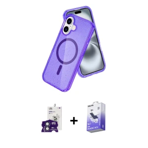 ieg™ iPhone 16 Kılıf Nova Asil Prime - Siyah Bilvis 5in1 5D Magic Hayalet Cam Ekran Koruyucu + Bilvis Titan Kamera Lens - YL