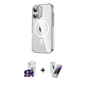 ieg™ iPhone 16 Kılıf Nova Doku - Şeffaf Pasifik Cam Ekran Koruyucu + Bilvis Titan Kamera Lens - YL