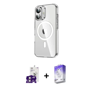 ieg™ iPhone 16 Kılıf Nova Doku - Siyah Bilvis 5in1 3D Magic Cam Ekran Koruyucu + Bilvis Titan Kamera Lens - PE
