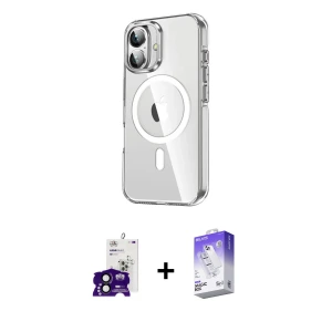 ieg™ iPhone 16 Kılıf Nova Doku - Siyah Bilvis 5in1 3D Magic Cam Ekran Koruyucu + Bilvis Titan Kamera Lens - SH