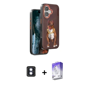 ieg™ iPhone 16 Kılıf Nova Form Koleksiyonu - Siyah Bilvis 5in1 3D Magic Cam Ekran Koruyucu + PVD Metal Kamera Lens - MI