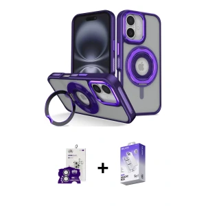 ieg™ iPhone 16 Kılıf Nova Minimal Serisi - Siyah Bilvis 5in1 3D Magic Cam Ekran Koruyucu + Bilvis Titan Kamera Lens - GS