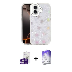 ieg™ iPhone 16 Kılıf Odak Prime - Siyah Bilvis 5in1 3D Magic Cam Ekran Koruyucu + Bilvis Titan Kamera Lens - PE