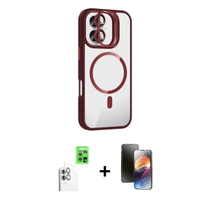 ieg™ iPhone 16 Kılıf Yadigar Asil Koleksiyonu - Siyah 3D Antistatik Mat Seramik Nano Ekran Koruyucu + Raze Metal Kamera Lens - BZ