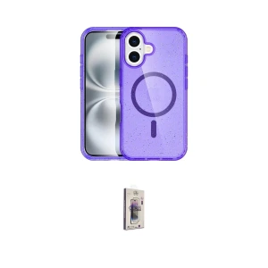 ieg™ iPhone 16 Plus Kılıf Eksen Doku Koleksiyonu - Siyah Bilvis 3D Cam Ekran Koruyucu
